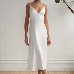 Jenny Yoo Bellini White Silk Dress